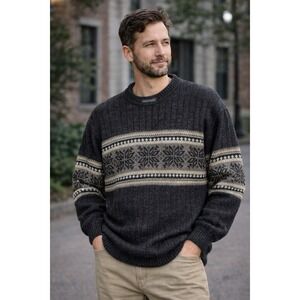 David Taylor Vintage Fair Isle Nordic Sweater Winter Mens Large USA Made Core